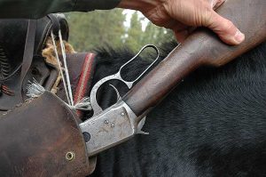 Short, slab-sided lever-actions with straight grips make ideal saddle rifles. This 94 has seen hard use.